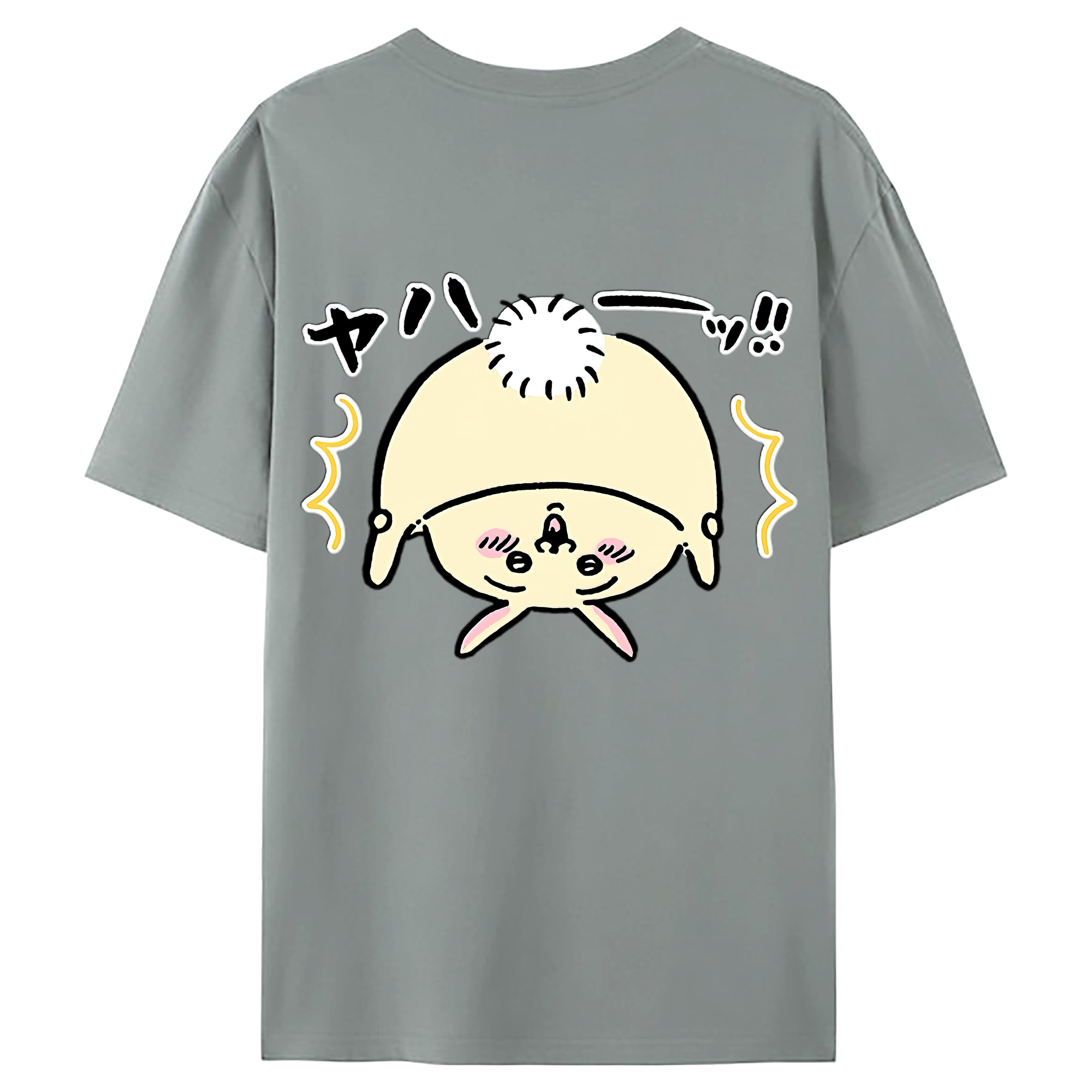 （画像用） ちいかわ うさぎ Chii-kawa usagi 綿100％ メンズ半袖Tシャツ（バックプリント） 通気性